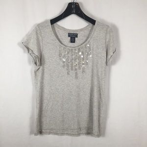 ☃️3 for $23 ☃️ Polo Jeans Gray Sequined Scoop Neck Cap Sleeved T